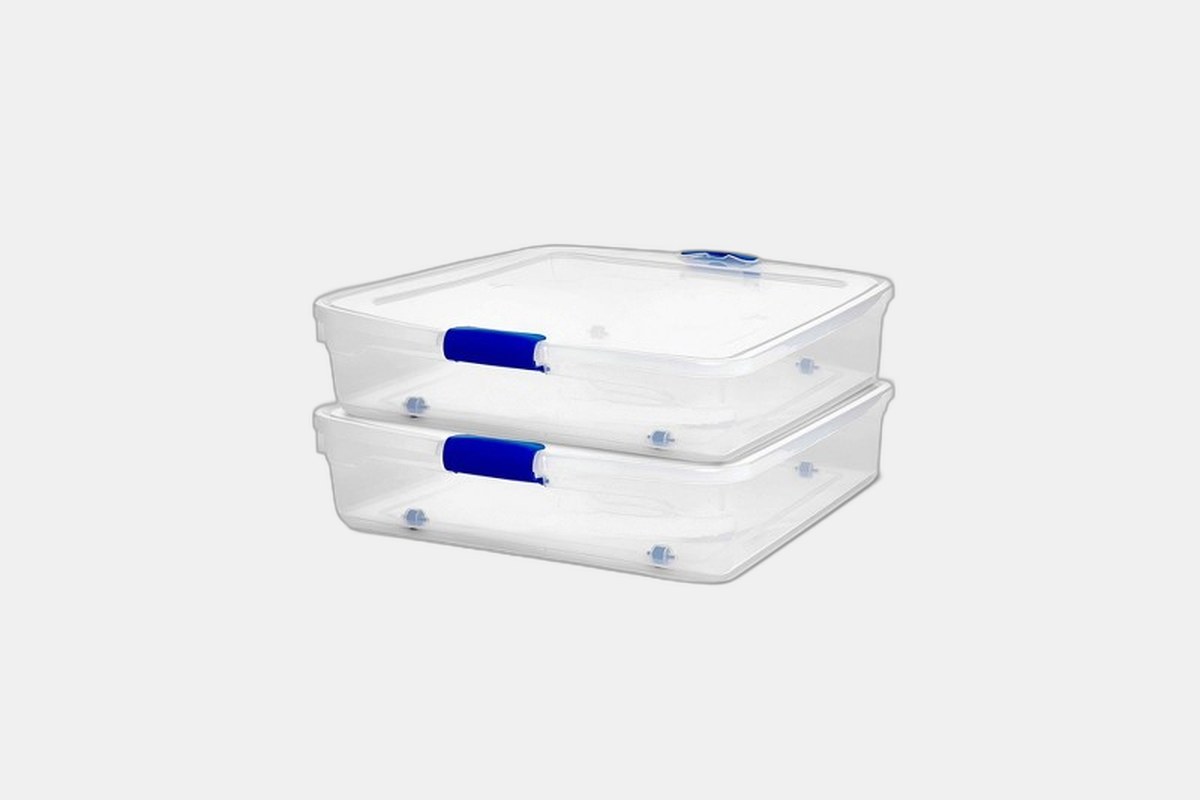 Homz Plastic Underbed Storage Stackable Bins