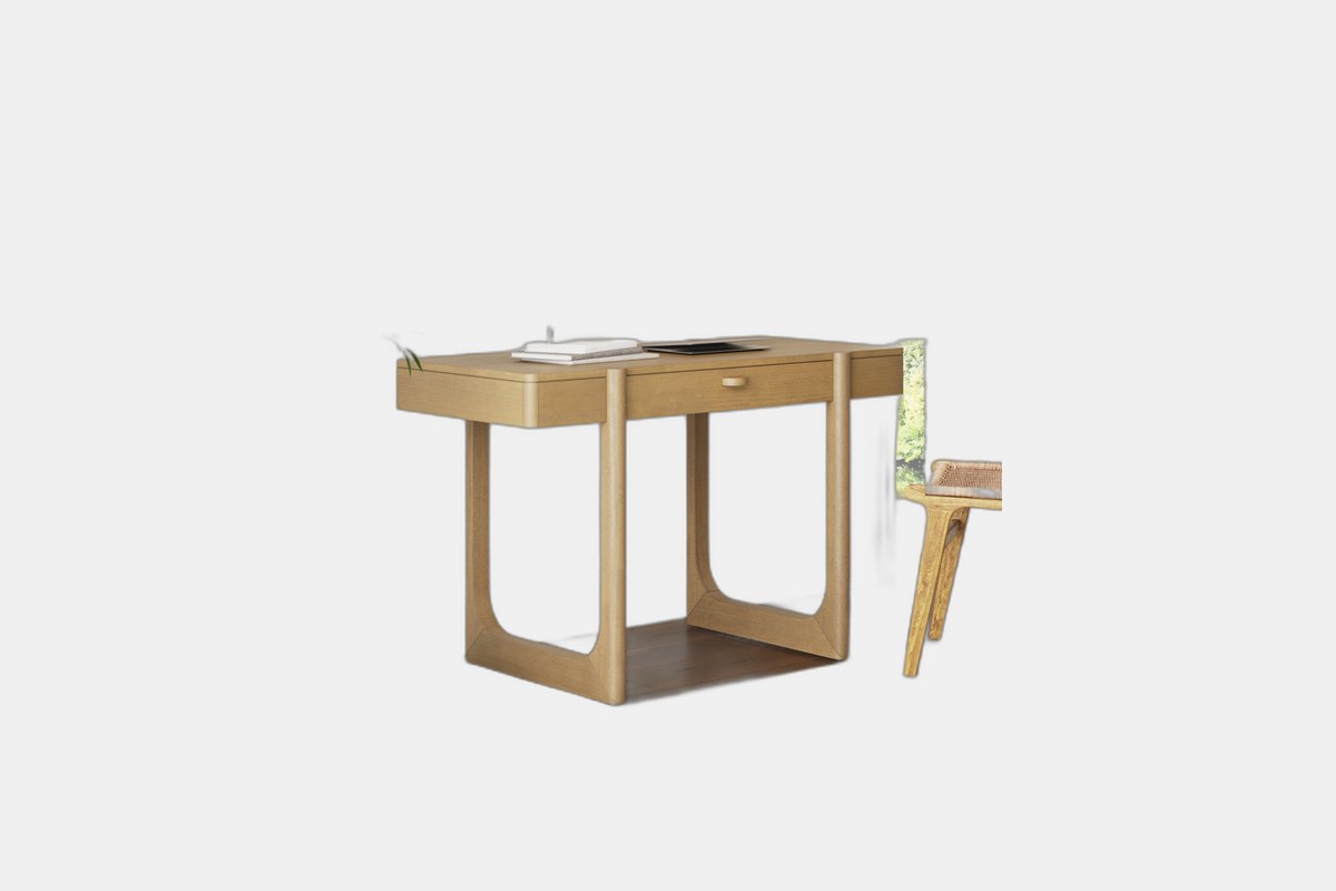 Nathan James Mid-Century Modern Fluted Desk with Drawer