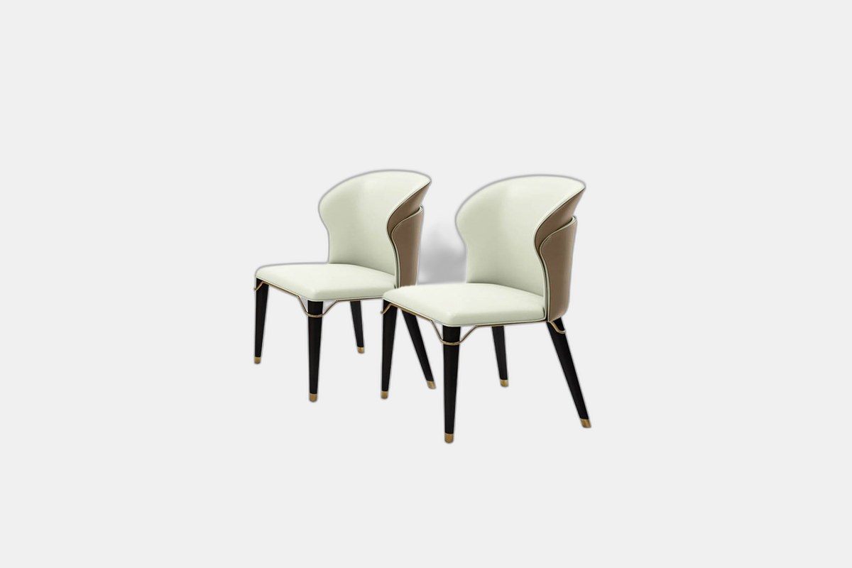 POVISION Modern Wingback PU Leather Dining Chair (Set of 2)