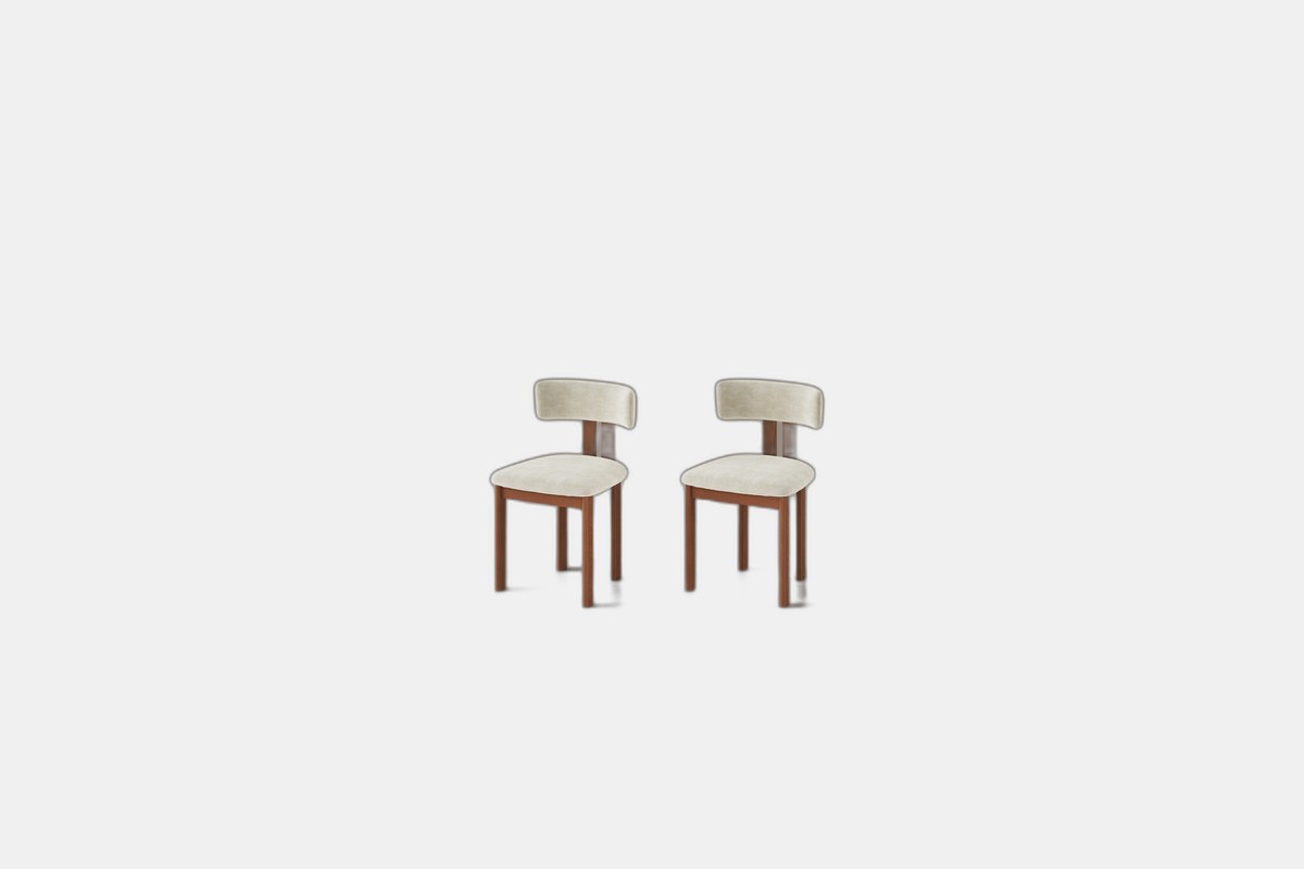 Povison Mid-Century Cotton-Linen Wood Dining Chairs