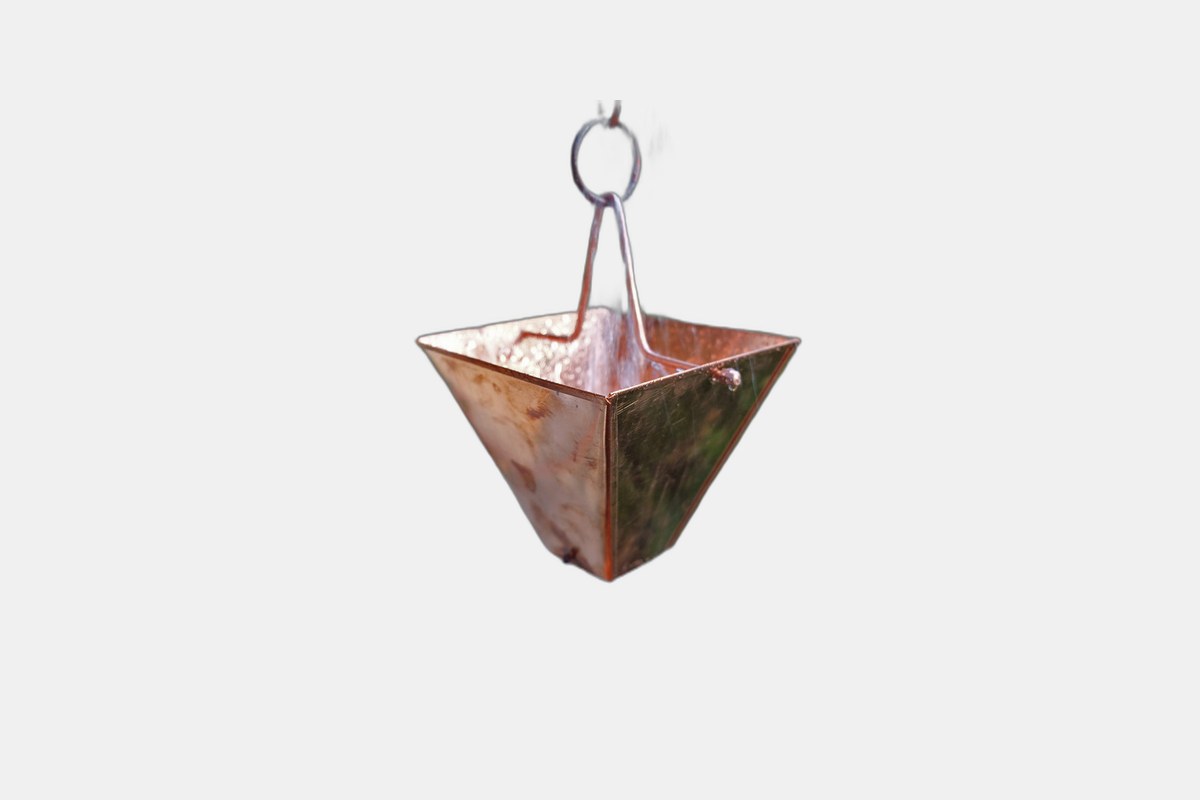 RainChains Square Cups Pre-Aged Copper Rain Chain